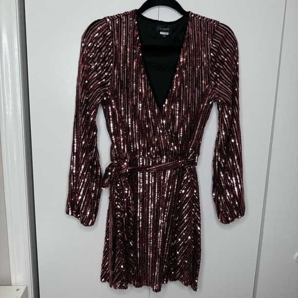 Bardot Stripe Sequin Bellissa Long Sleeve Dress - Small - Picture 4 of 14